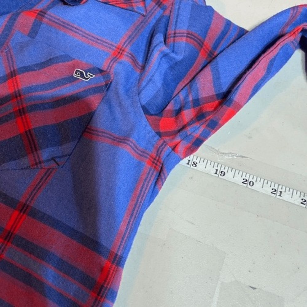 Vineyard Vines Button Down Women Size‎ 0 Blue Red Plaid Relaxed Preppy Coastal - Picture 10 of 12